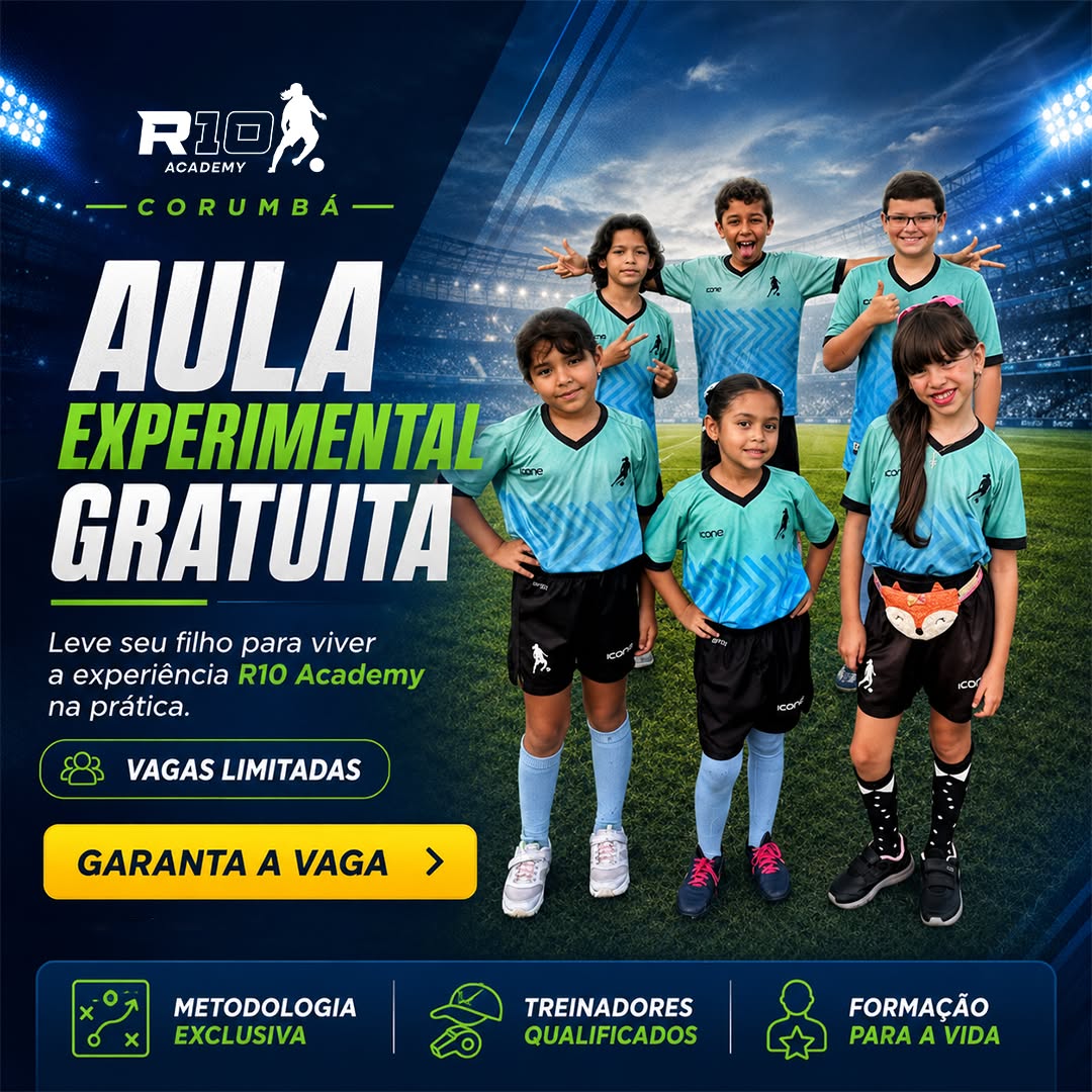 Criativo em arte produzido pela SVX para a R10 Academy Corumbá